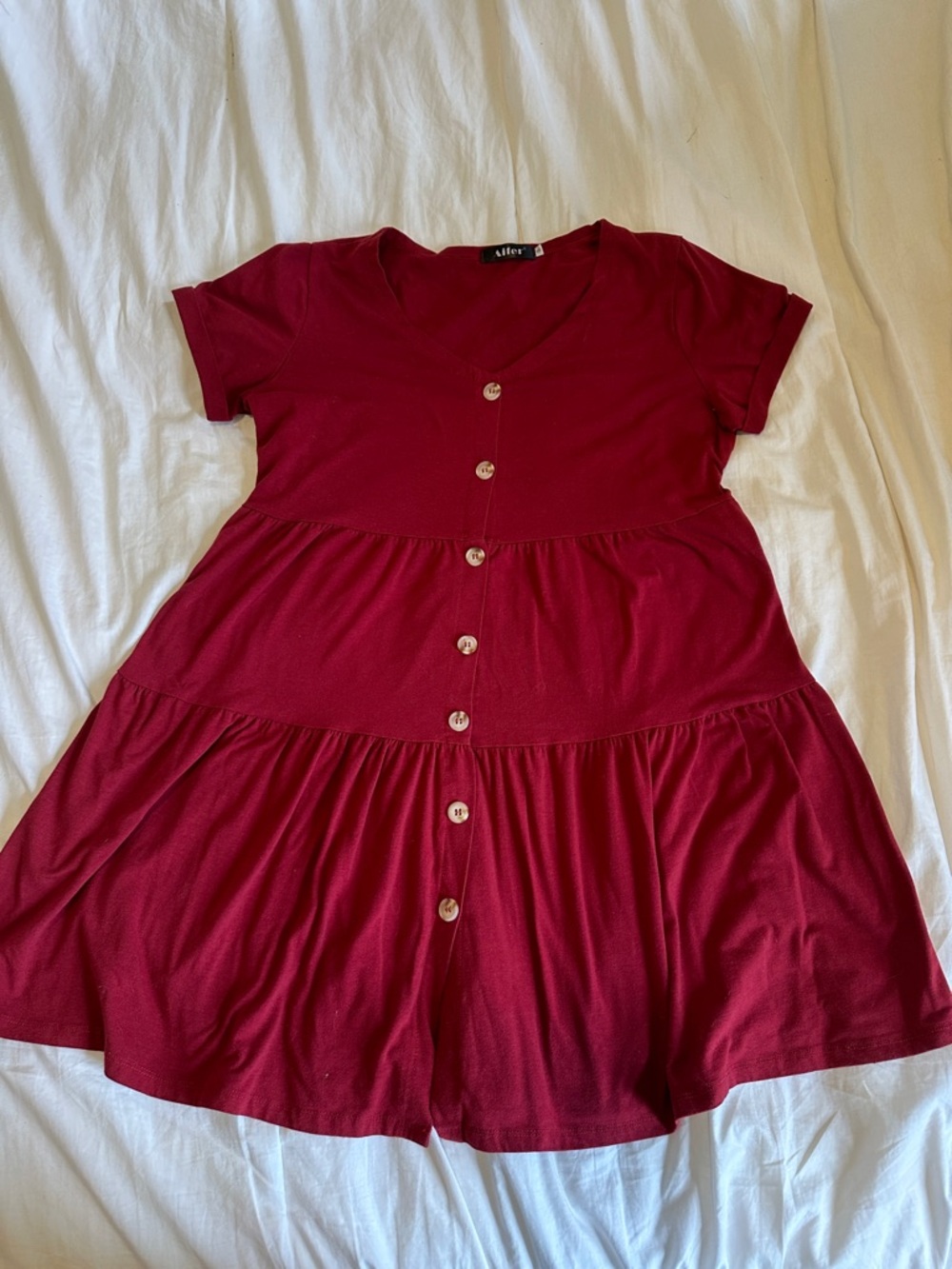 Women’s Aifer Red Short Sleeve Dress W Button Front Size Small